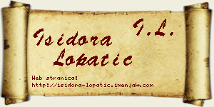 Isidora Lopatić vizit kartica